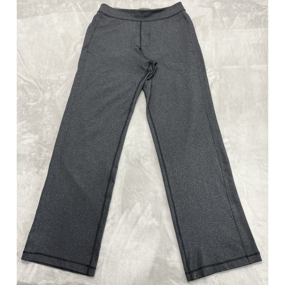Lululemon Active Pants Women Medium Heather Gray Straight Leg Stretch High-Rise